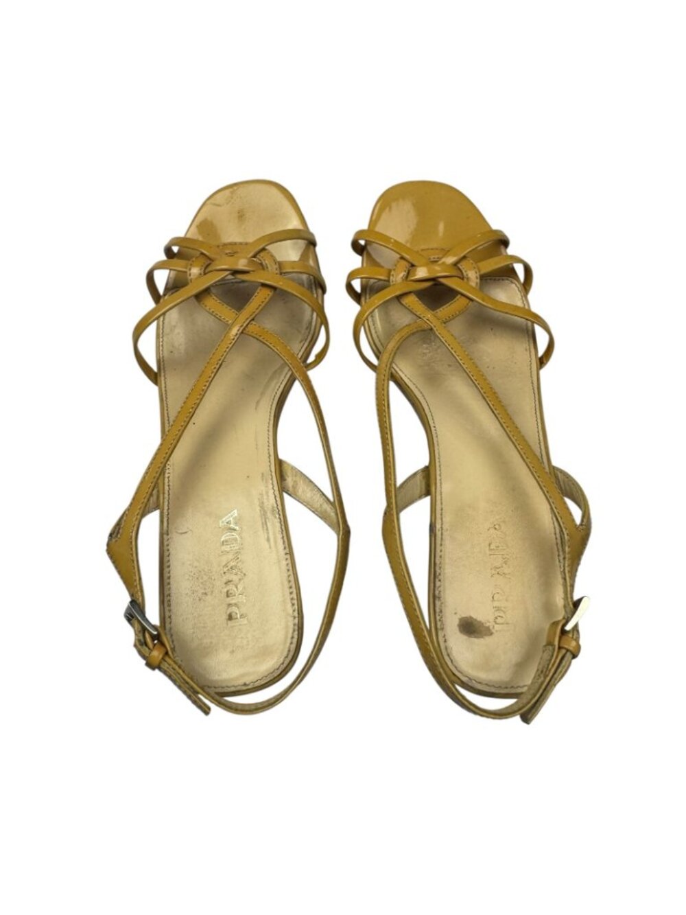 Prada Patent Leather Cork Wedge Platform Sandals Italy Brown Women's Size 37 EU - Picture 7 of 11